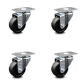 Service Caster 3.5 Inch Soft Rubber Wheel Swivel Top Plate Caster Set SCC-20S3514-SRS-4